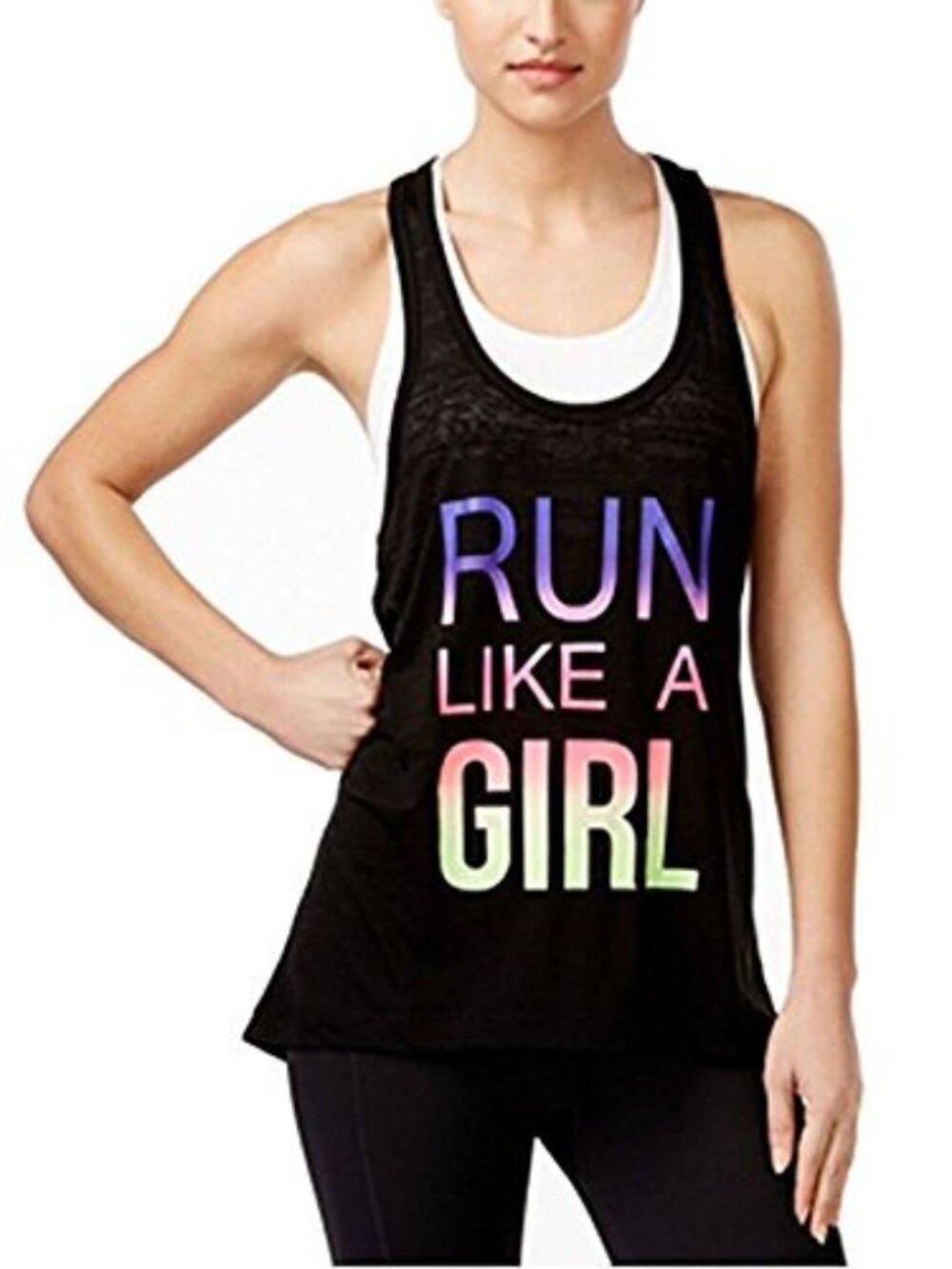 Ideology Womens Graphic Burnout Tank Top